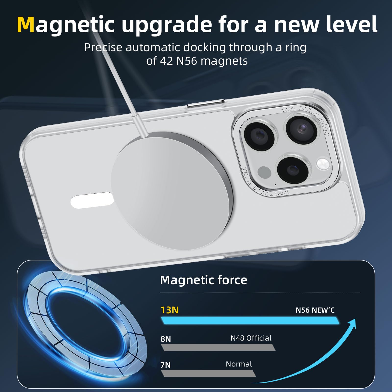 Cokwi Cover Magnetica per iPhone 15 Plus, iPhone 14 Plus (6,7 Pollici) Compatibile con MagSafe Protezione Antiurto Suprema-Magnetismo Potente e Protezione Militare-Custodia Traslucida Opaca – Blu
