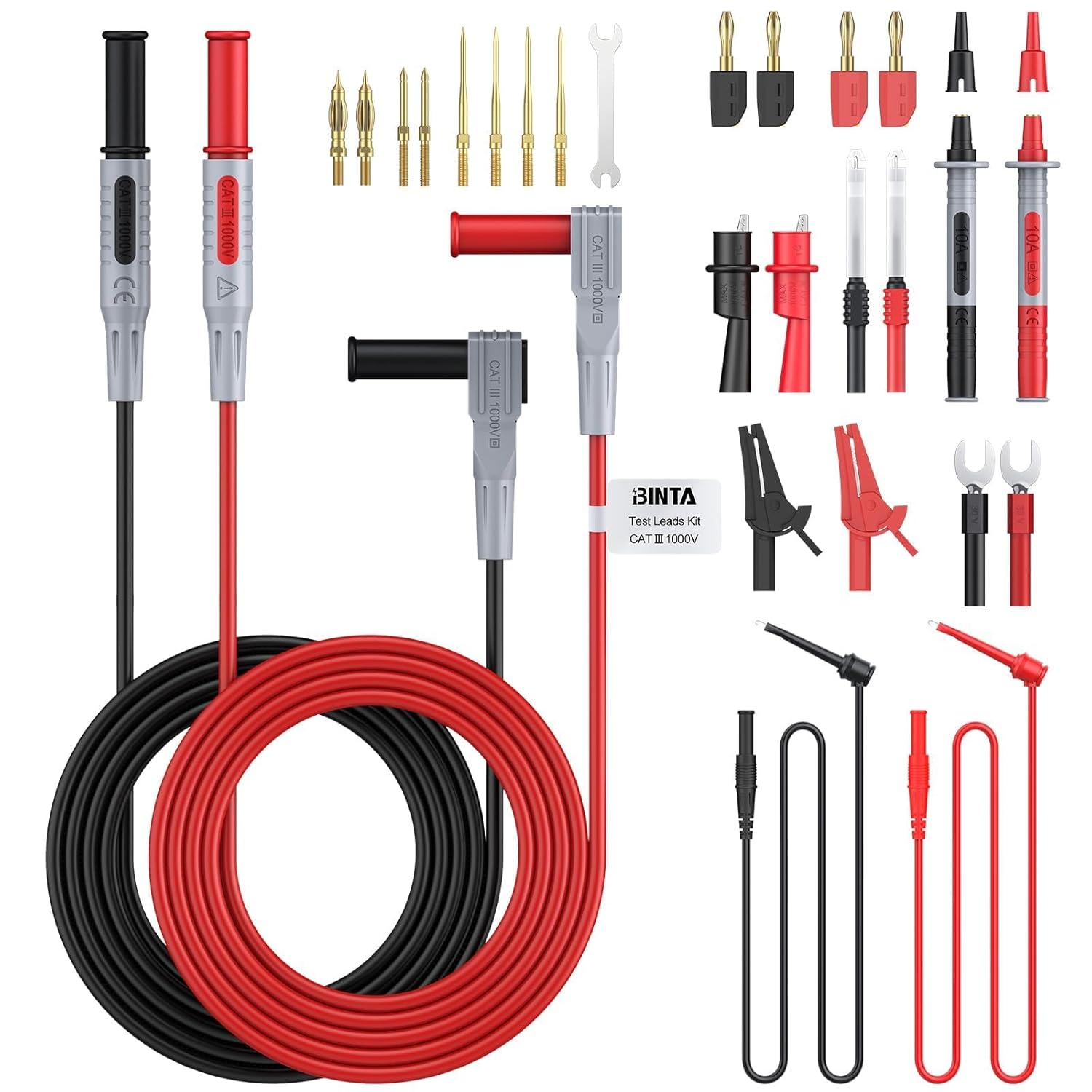 BINTA Digital Multimeter 6000 Counts with AC/DC Voltage, 27PCS Multimeter Test Leads Kit with Replaceable Gold-Plated Test Probes for Home DIY Automotive Industrial Electrical Testing