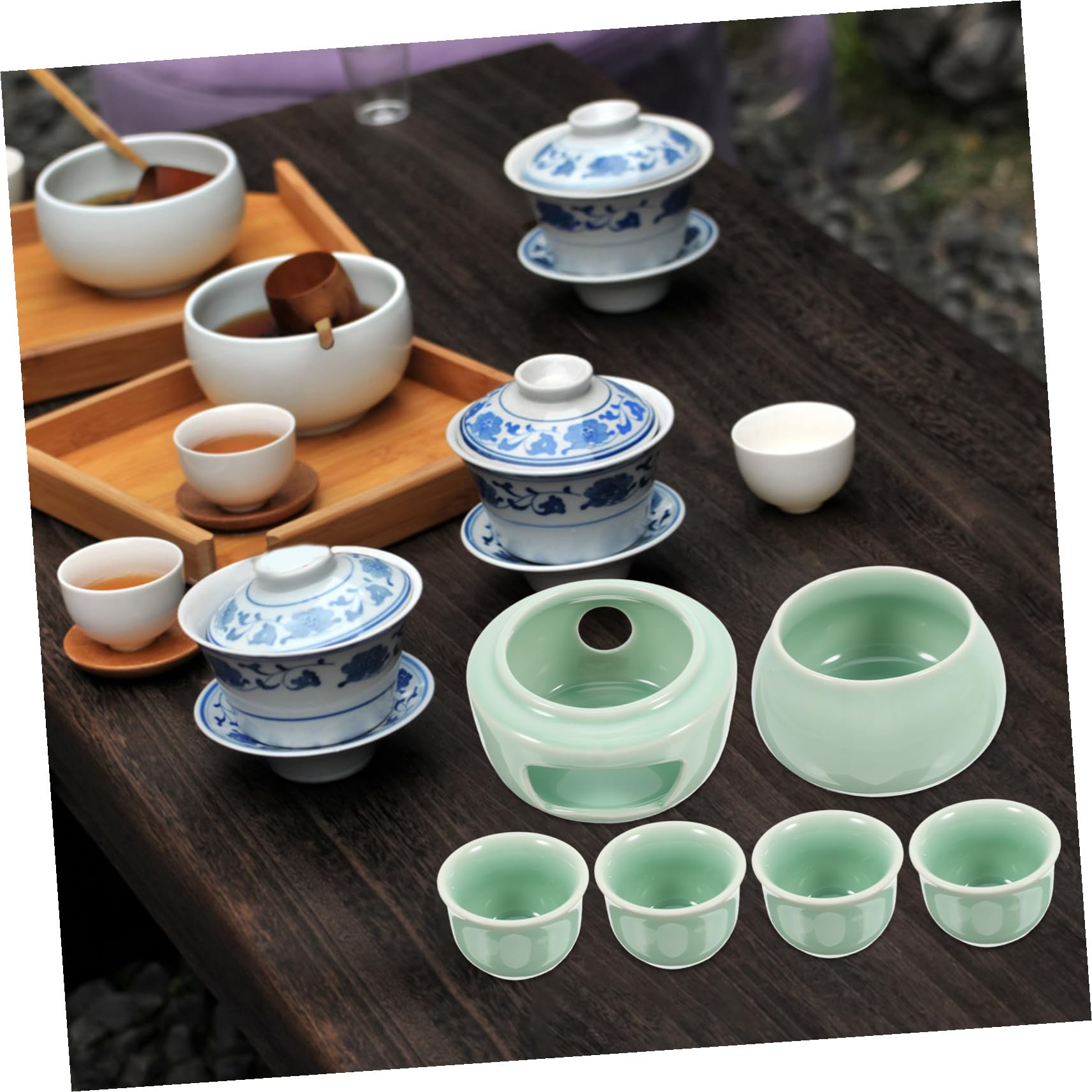 Traditionelles Japanisches Sake Set Keramik mit Wärmeeinsatz Kleiner Sake Behälter und Becher für Tee und Wasser