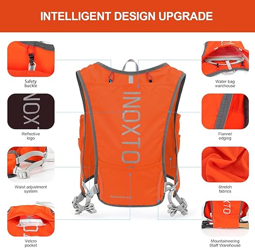 Miniatura 4 de INOXTO Mochila de hidratación para correr, ligera, aislada, con bolsa de agua de 1.5 L, mochila para senderismo, senderismo, correr, ciclismo,