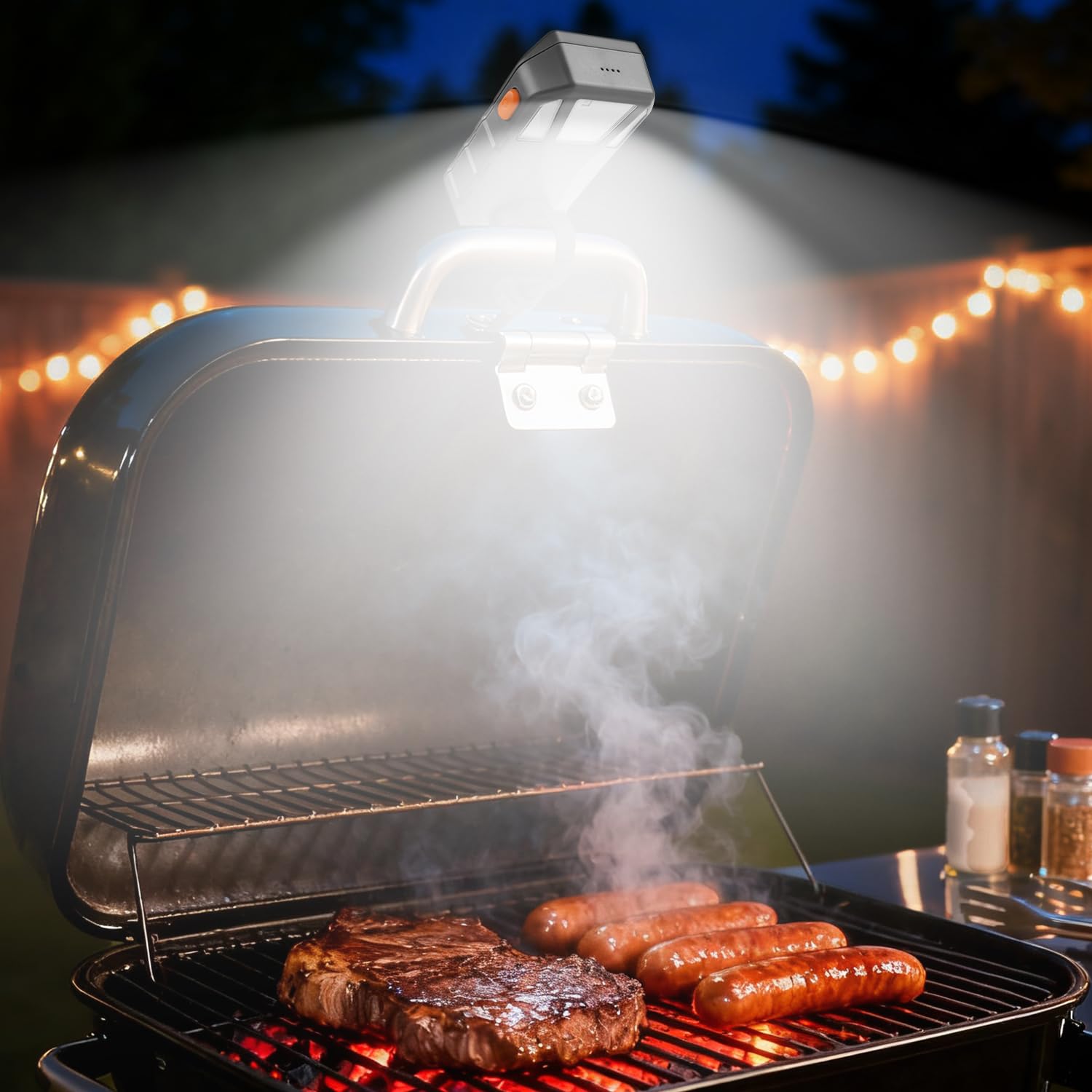 Grilllicht, Coinicxcel Wiederaufladbare 160°Breitere Strahl-Grilllichter für Outdoor-Grill IP54 mit 4 LEDs 20H Laufzeit Auto On/Off BBQ LED-Licht für Blackstone für Weber Grillzubehör Männer Geschenke