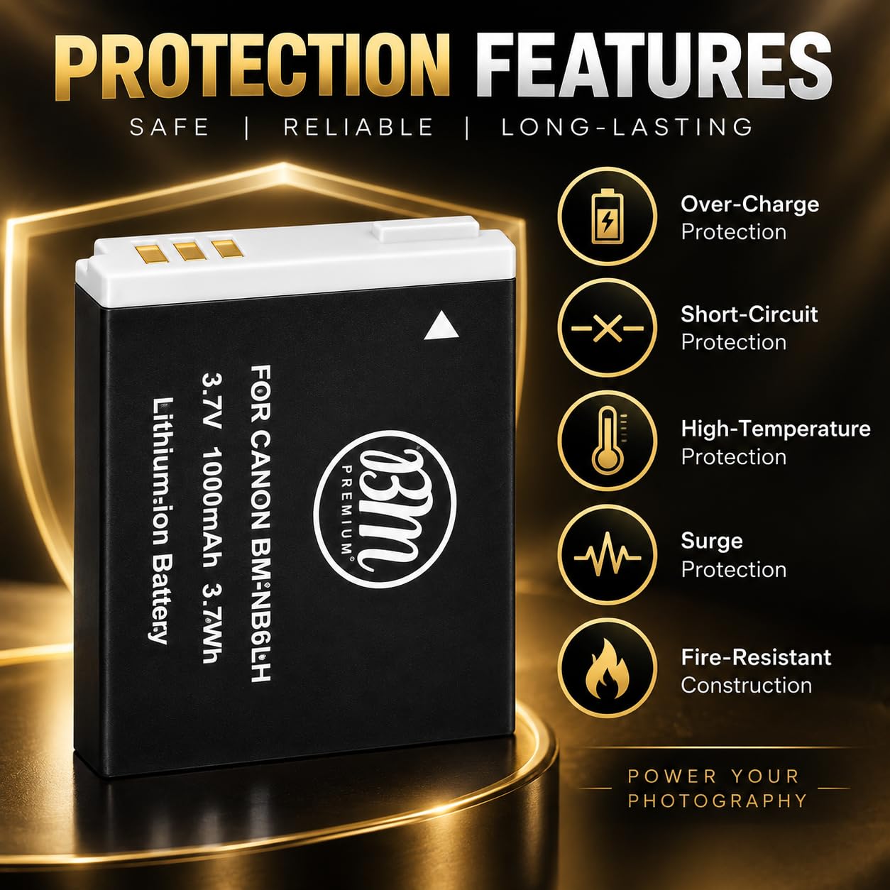 BM Premium NB-6L, NB-6LH Battery For Canon PowerShot S120, SX170