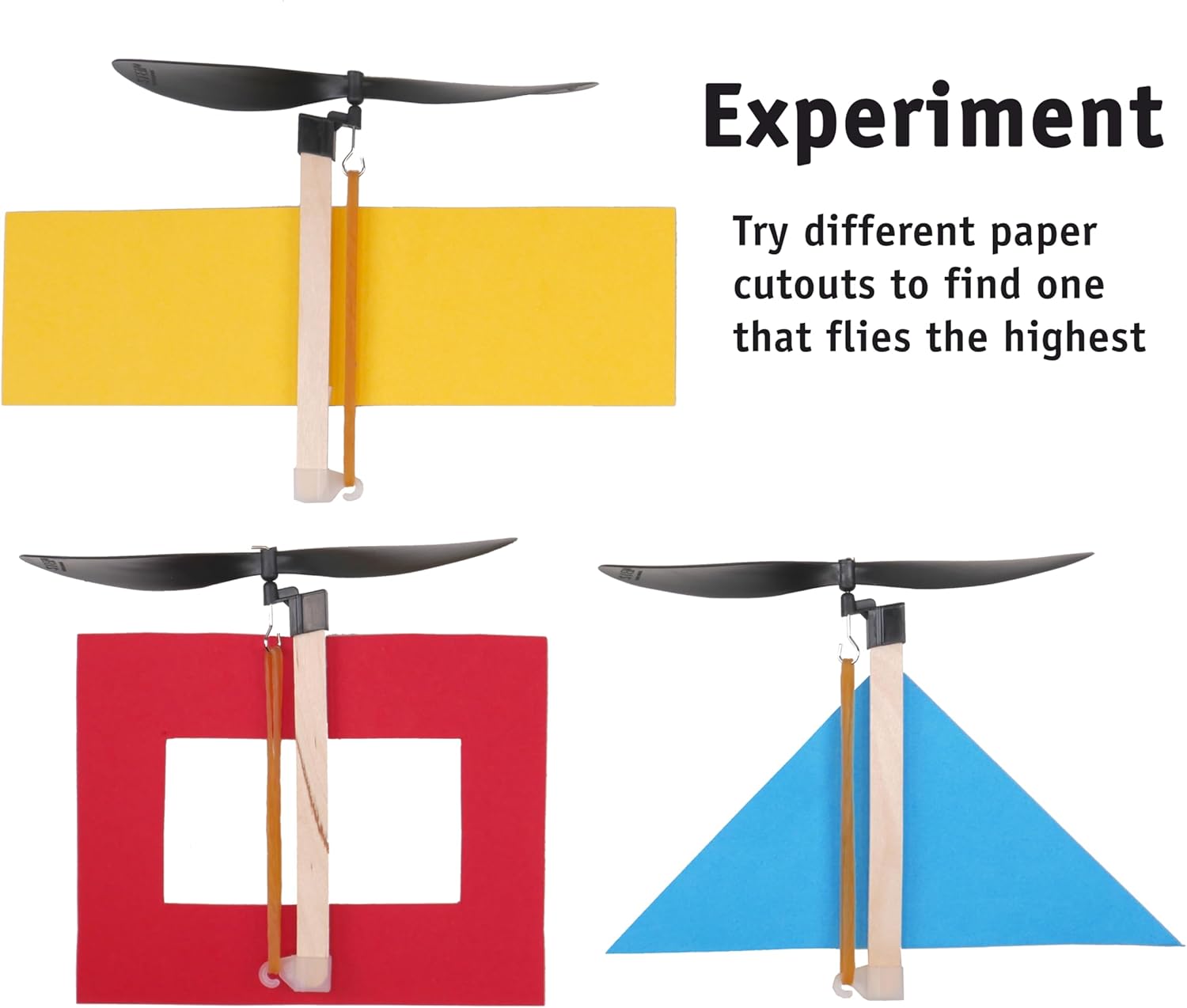 Rubber Band Helicopter Kit, 30-Pack – Build 30 Rubber Band Helicopters, Complete STEM Project Kit for Classrooms, Ages 8+