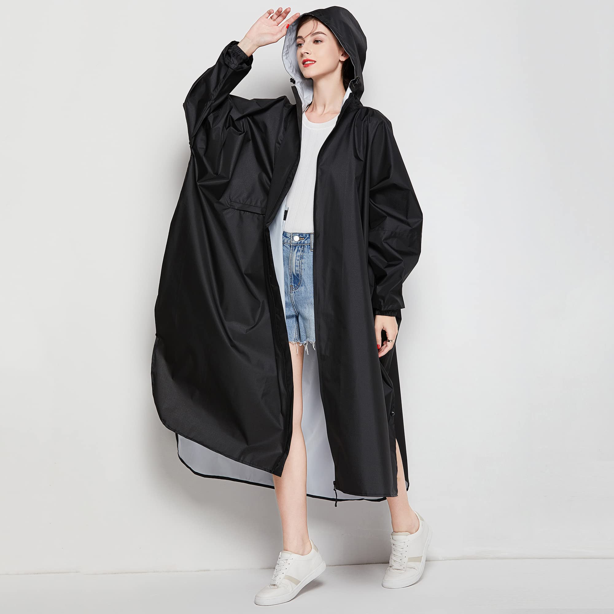 Manteau de Pluie Femme Poncho Velo Femme Homme Poncho Pluie Impermeable Femme Manches Longues Poche Avant Unisexe