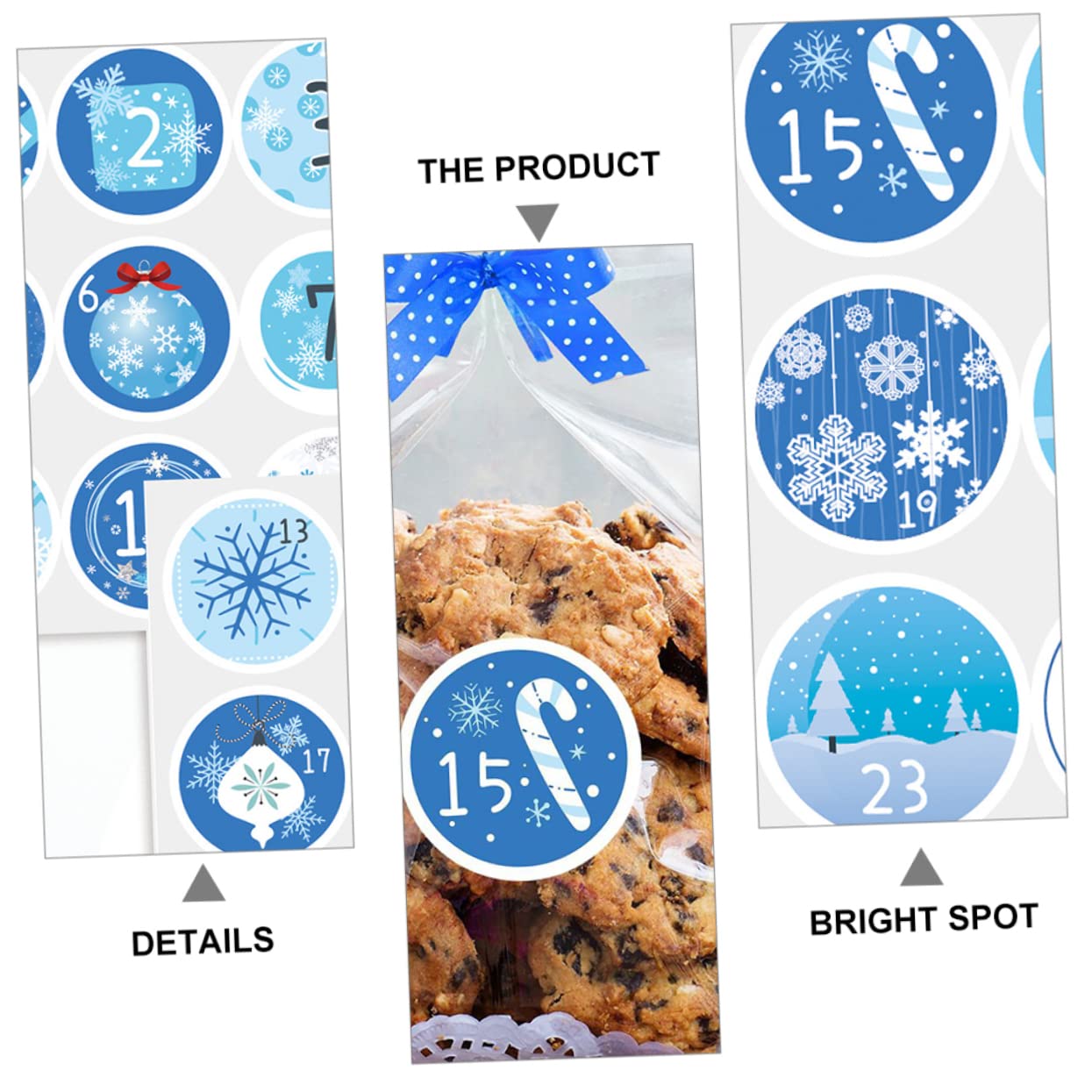 PRETYZOOM 160 Blatt Weihnachtskalender-Aufkleber Aufkleber mit Weihnachtssiegelnummer Plätzchen dekorieren adventskalenderaufkleber weihnachtskalender aufkleber Geschenketiketten Blue