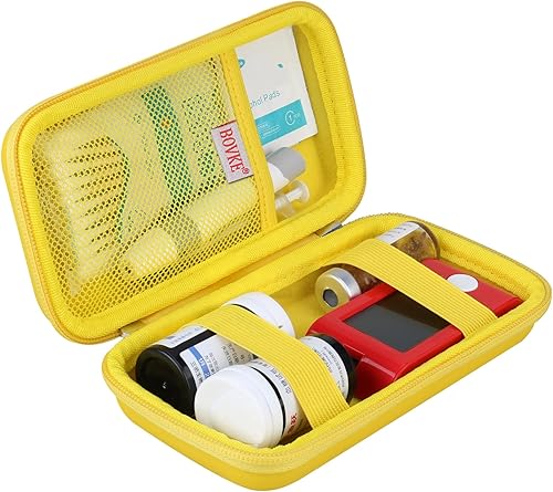 BOVKE Estuche de viaje para suministros para diabéticos, bolsa de transporte para kit de prueba de diabetes, medidores de monitor de glucosa en