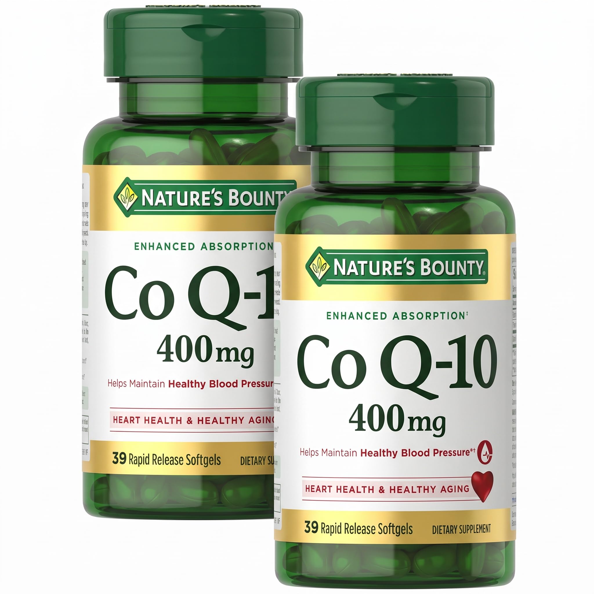 Nature's Bounty Co Q-10 400mg, 39 Rapid Release Softgels (Pack of 2)