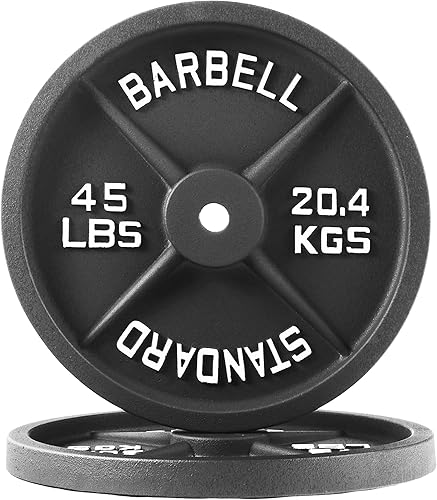 Miniatura 12 de Fitvids Placa de pesas estándar de hierro fundido de 1 pulgada para entrenamiento de fuerza y levantamiento de pesas, varios pesos disponibles