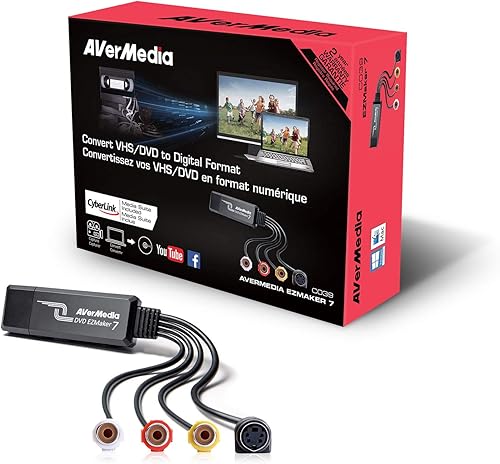 Miniatura 3 de AVerMedia EZMaker 7, tarjeta de captura de video USB, grabadora analógica a digital, compuesto RCA, VHS a DVD, S-Video, compatible con Windows 11,