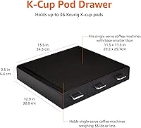 Vista 11 de Yaxa Basics Cajón de almacenamiento de cápsulas de café para cápsulas K-Cup, capacidad de 36 cápsulas, color negro