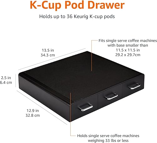 Miniatura 11 de Amazon Basics Cajón de almacenamiento de cápsulas de café para cápsulas K-Cup, capacidad de 36 cápsulas, color negro