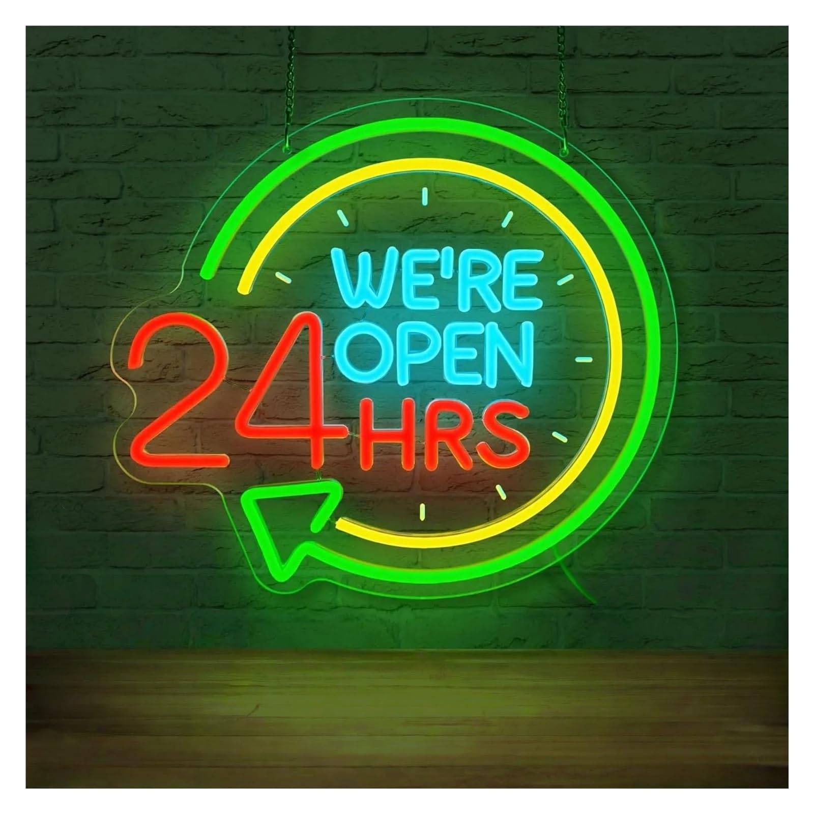 BYAMBD Home Bar Decor We're Open 24 HRS Neon Sign LED Light Dimmable for Business Shop Restaurant Convenience Store Coffee Bar Pub Hotel Decor 31cmx35cm