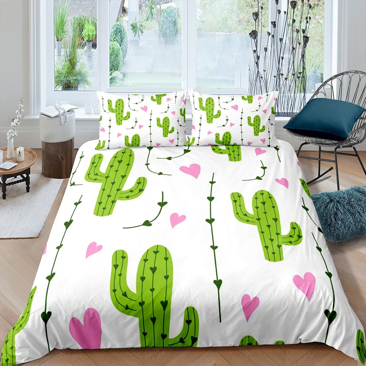 Housse de couette boho cactus pour créer une chambre naturelle et exotique chic