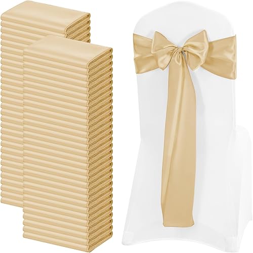 Vista 38 de 72 fundas universales para sillas de satén rojo, con lazos para silla, reutilizables, suministros para Navidad, bodas, recepciones, eventos