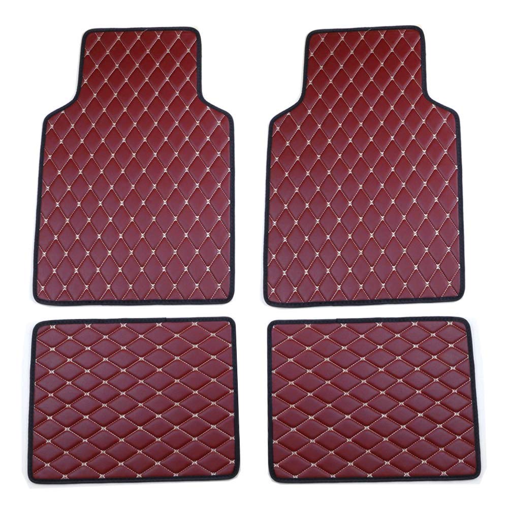 Dywaniki samochodowe do Volkswagen Golf 2004-2008 (RHD), niestandardowe maty samochodowe, dywaniki do pojazdów na każdą pogodę, wodoodporne, antypoślizgowe skórzane wykładziny podłogowe, dywaniki samochodowe, H czerwone wino