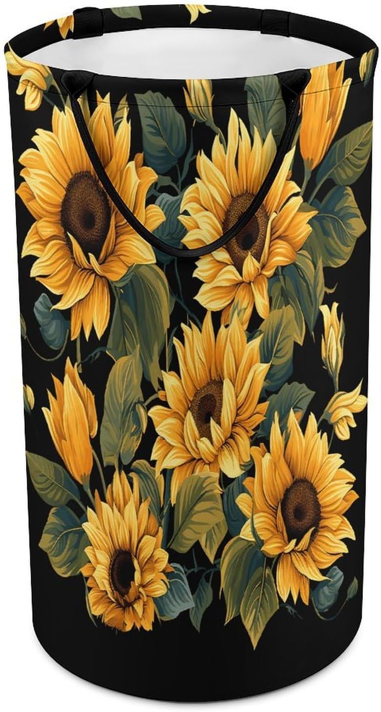 Sunflower Thank You for Brightening My Life Laundry Hamper Large Collapsible Laundry Basket with Handles Waterproof Clothes Hamper Portable Dirty Clothes Basket for Bedroom Laundry Room Closet Bathroo