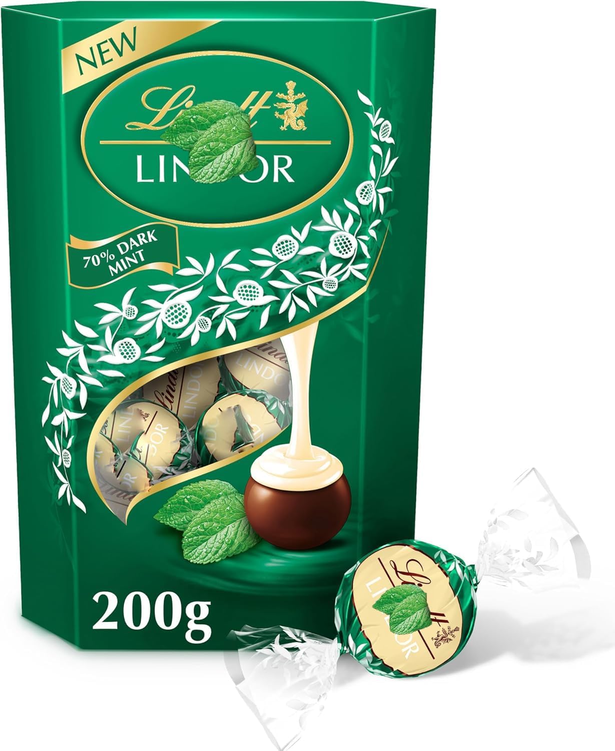 Lindat Dark Mint Chocolate, 70% Dark with Mint White Chocolate Filling, 200g