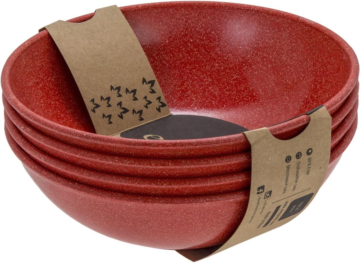 EVO Sustainable Goods 35 oz Dinnerware Bowl Set, Red