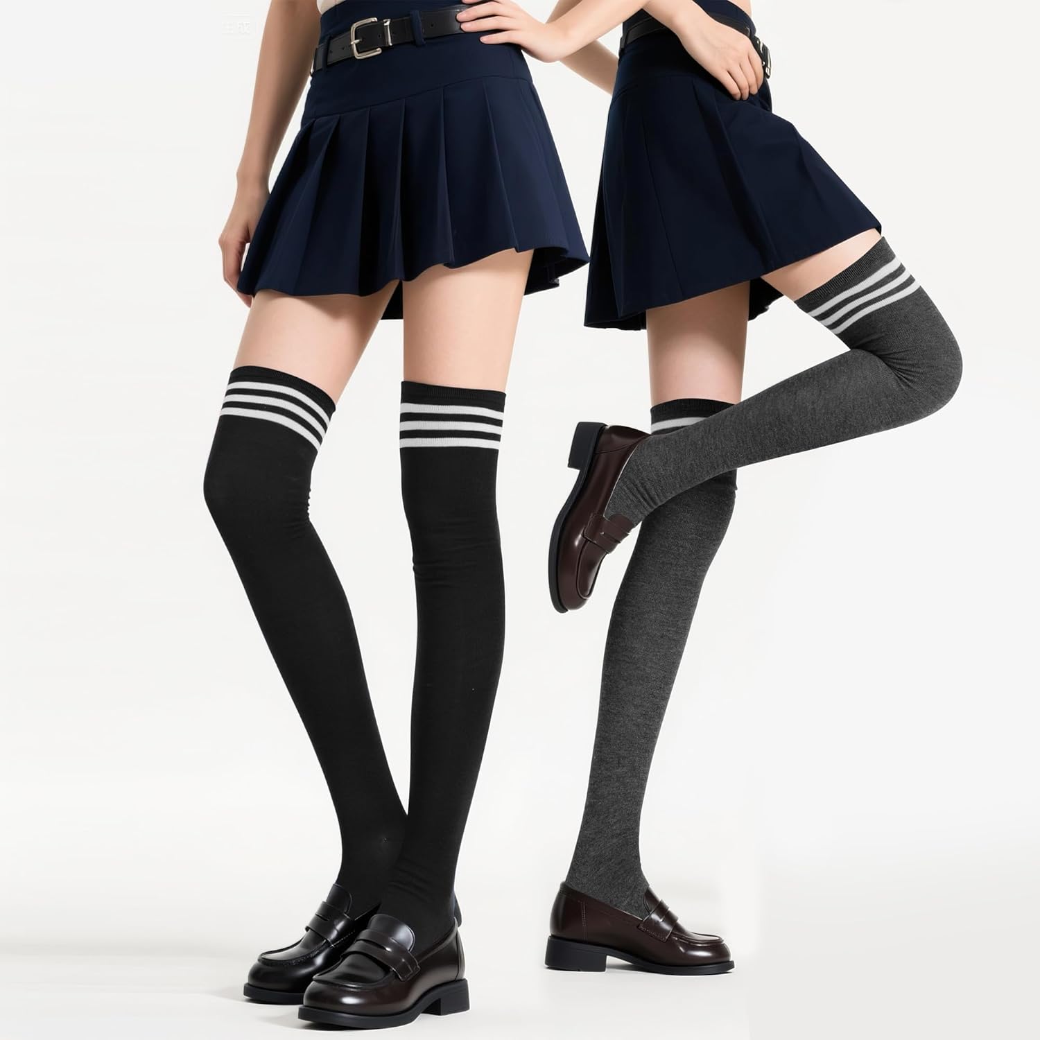 Aneco 6 Pairs Thigh High Socks Over Knee High Stockings Extra Long Leg Warmers for Women - Image 2