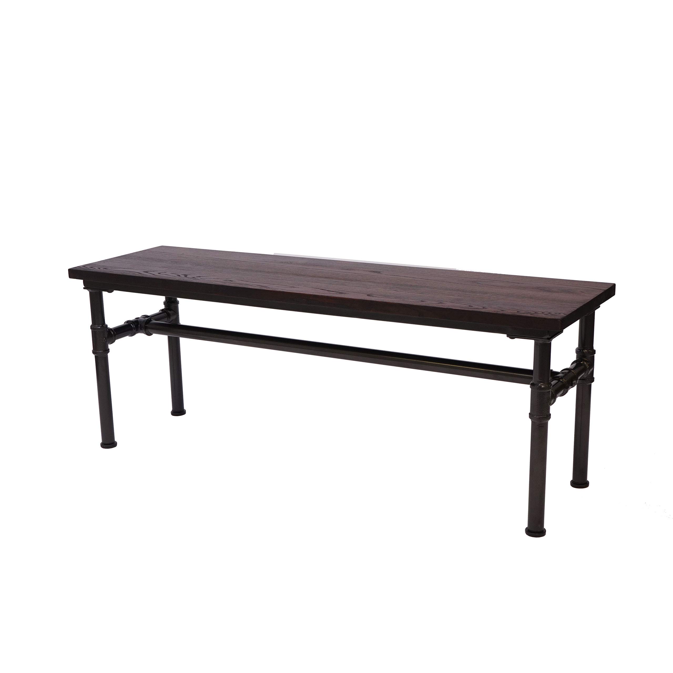 Mendler Banc HWC-H10b Design Industriel 120x35cm certifié Noir Marron