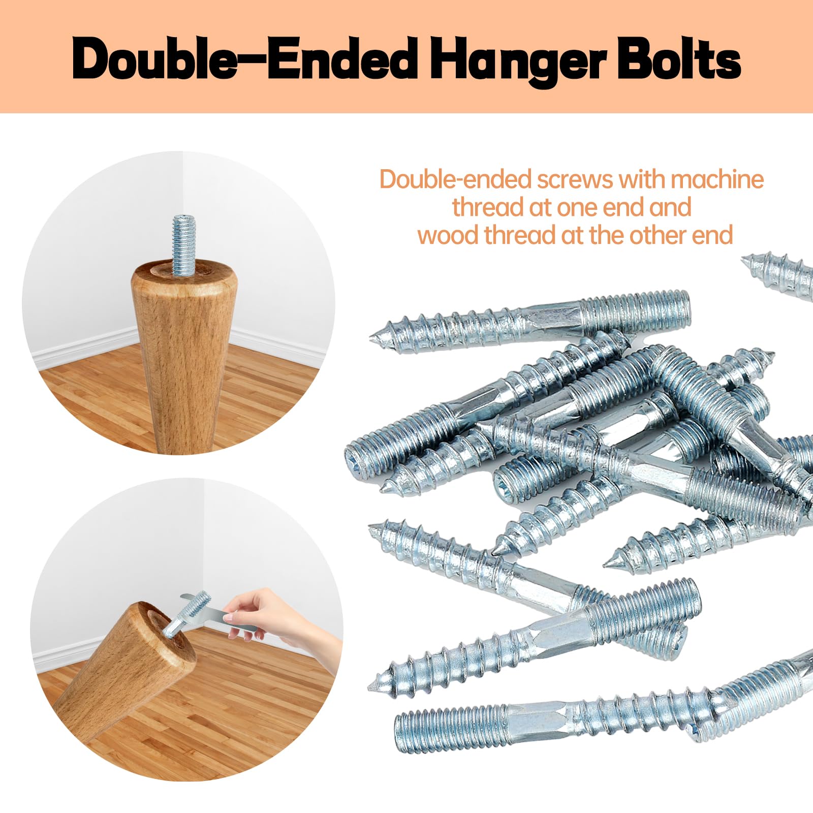 Pack of 25 hanger bolts M8, M8 x 60 mm Torx hanger bolts - Image 4
