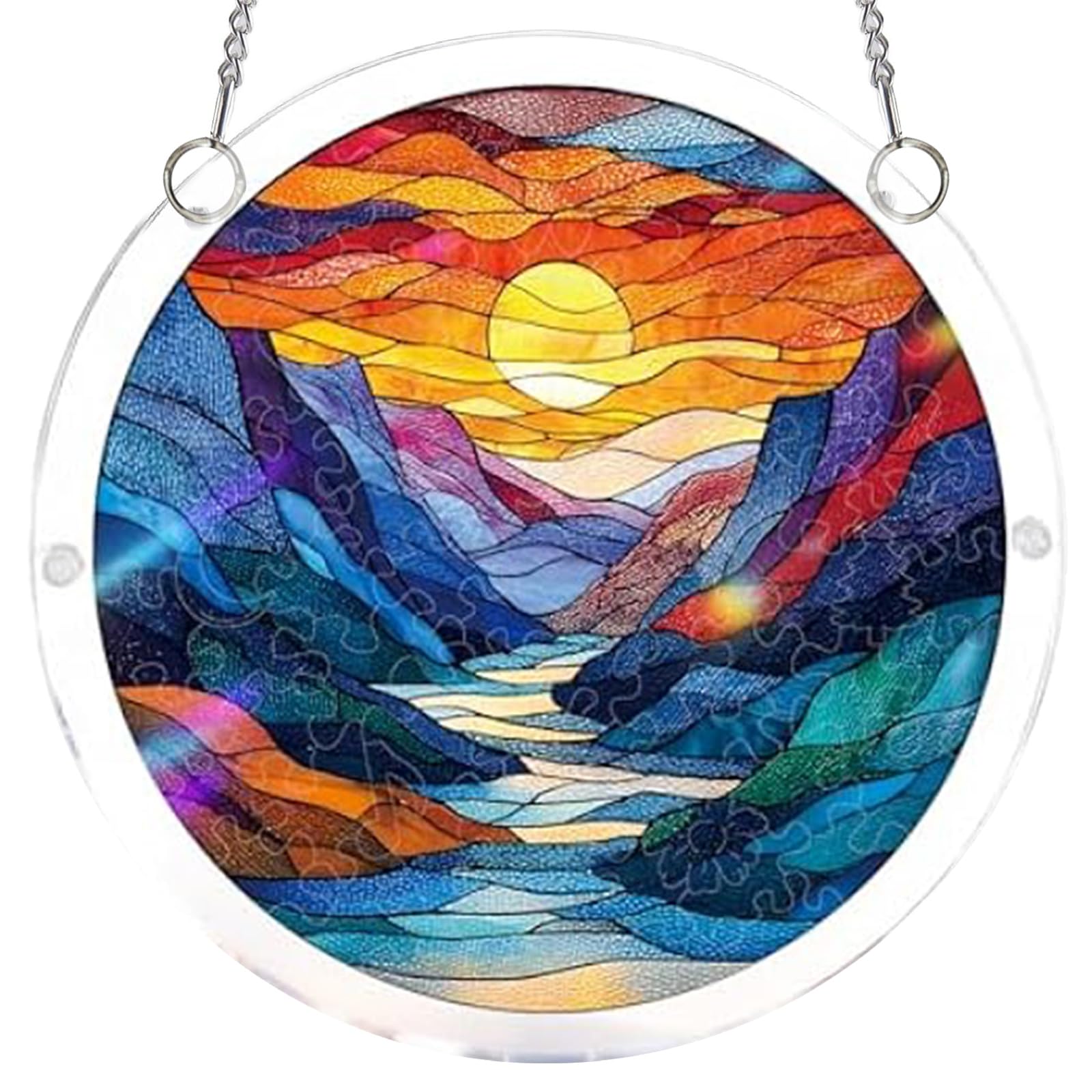 Acrylic Jigsaw Puzzle Suncatcher, 22cm Acrylic Puzzles Suncatcher Window Hanging, Jigsaw Puzzle for Doors Garden, Mother's Day Christmas Birthday Gifts for Women Men (F)
