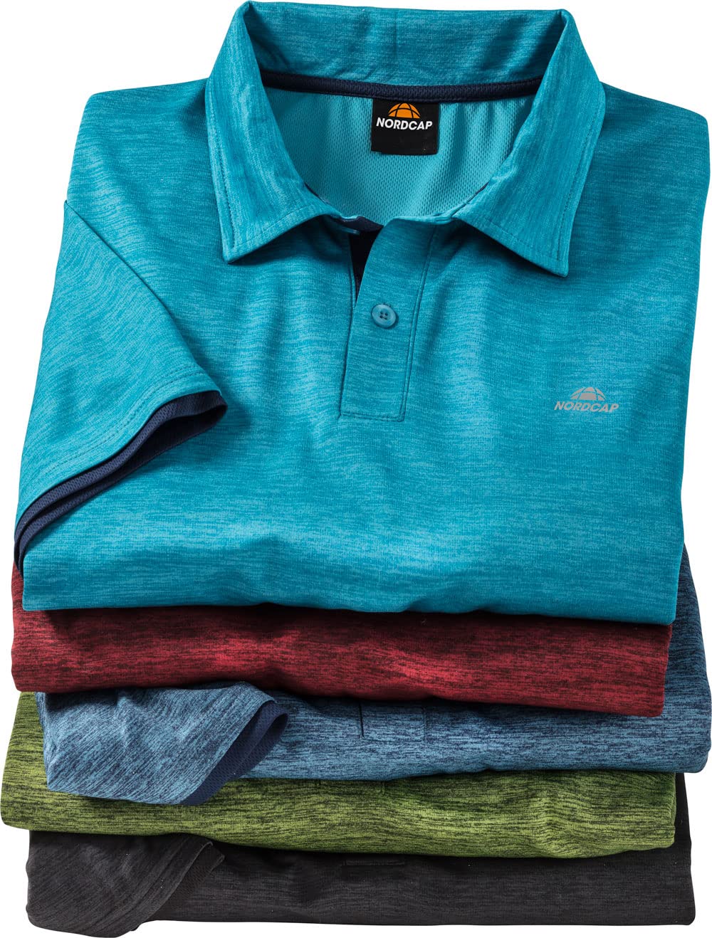 NORDCAP Herren Funktionspolos, 5er Pack, Funktionsshirts mit Polokragen für Fitness, Freizeit & Sport, leichte, atmungsaktive Kurzarm Poloshirts, Größe M - XXXL