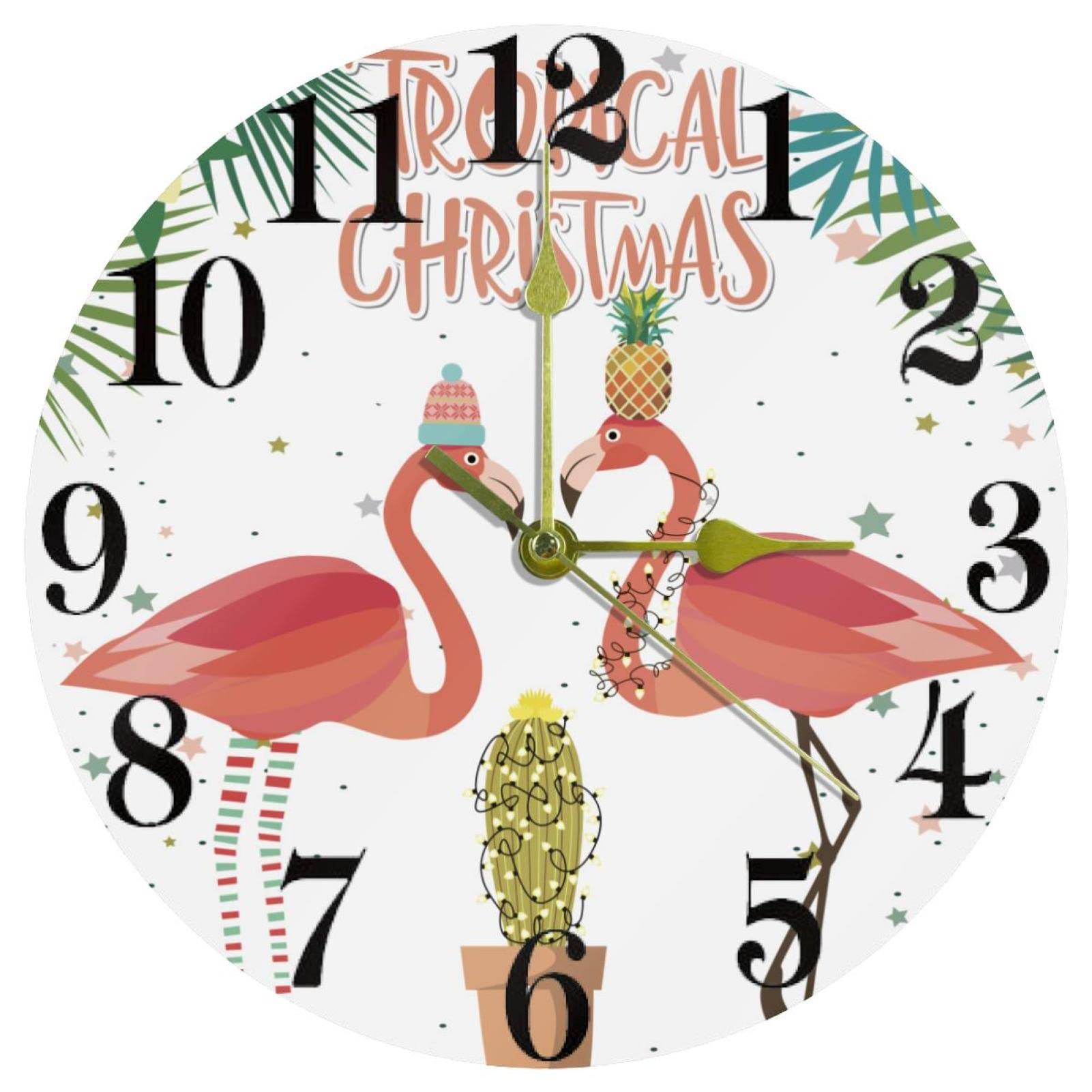 Horloge murale de Noël tropicale silencieuse pour salon et cuisine