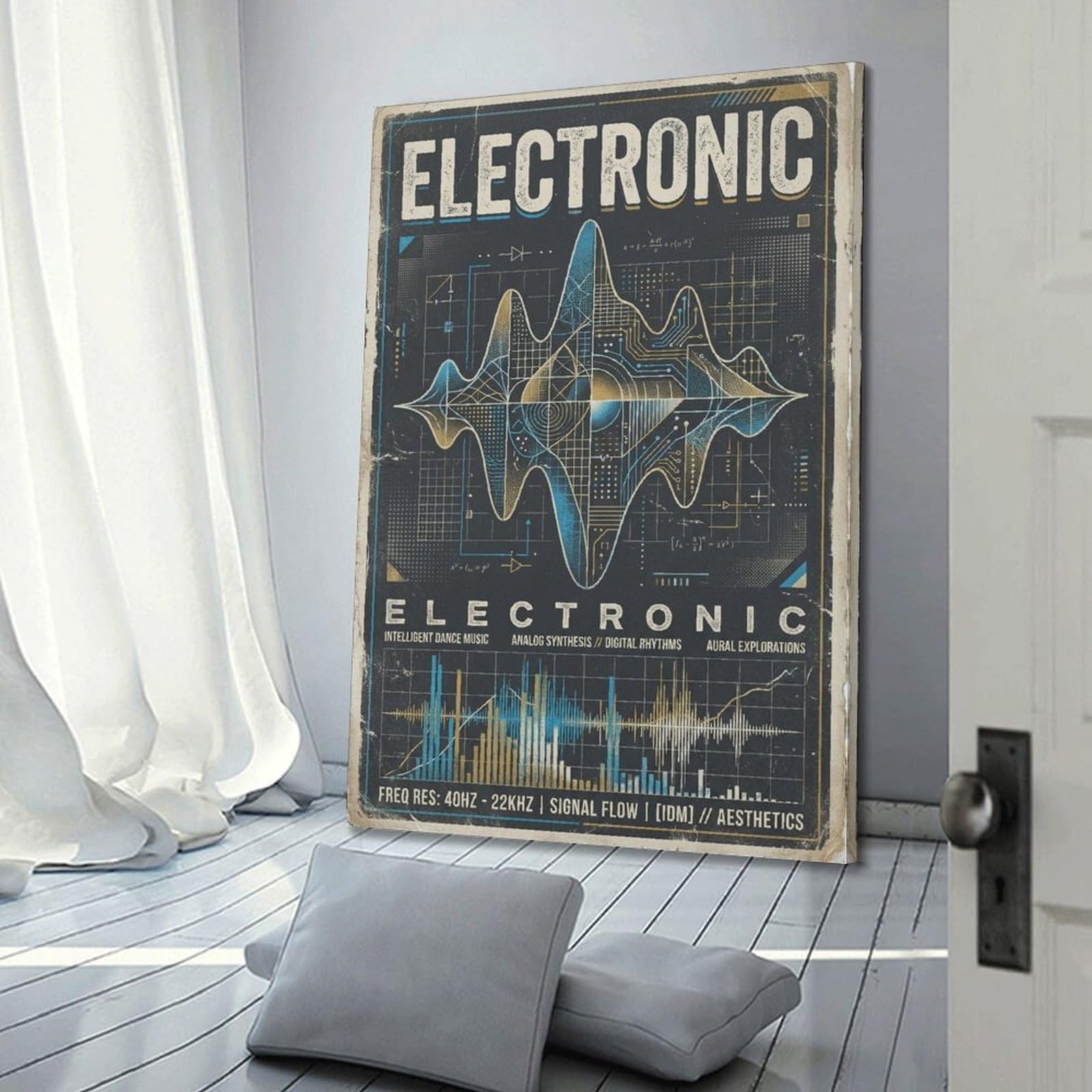 XKUGA Poster con stampa su tela con sintesi di musica elettronica, stile retrò, moderno, decorativo, ideale per la famiglia, la grotta degli uomini, la sala giochi, la camera da letto di ragazzi e