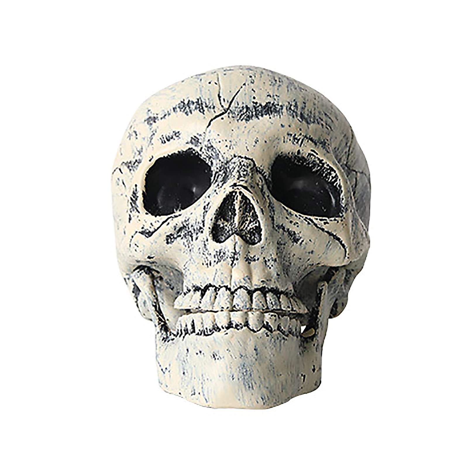 Statua Teschio Gotico In Resina Metallizzata - Decorazione Halloween - Argento 22 X 5,5 Cm