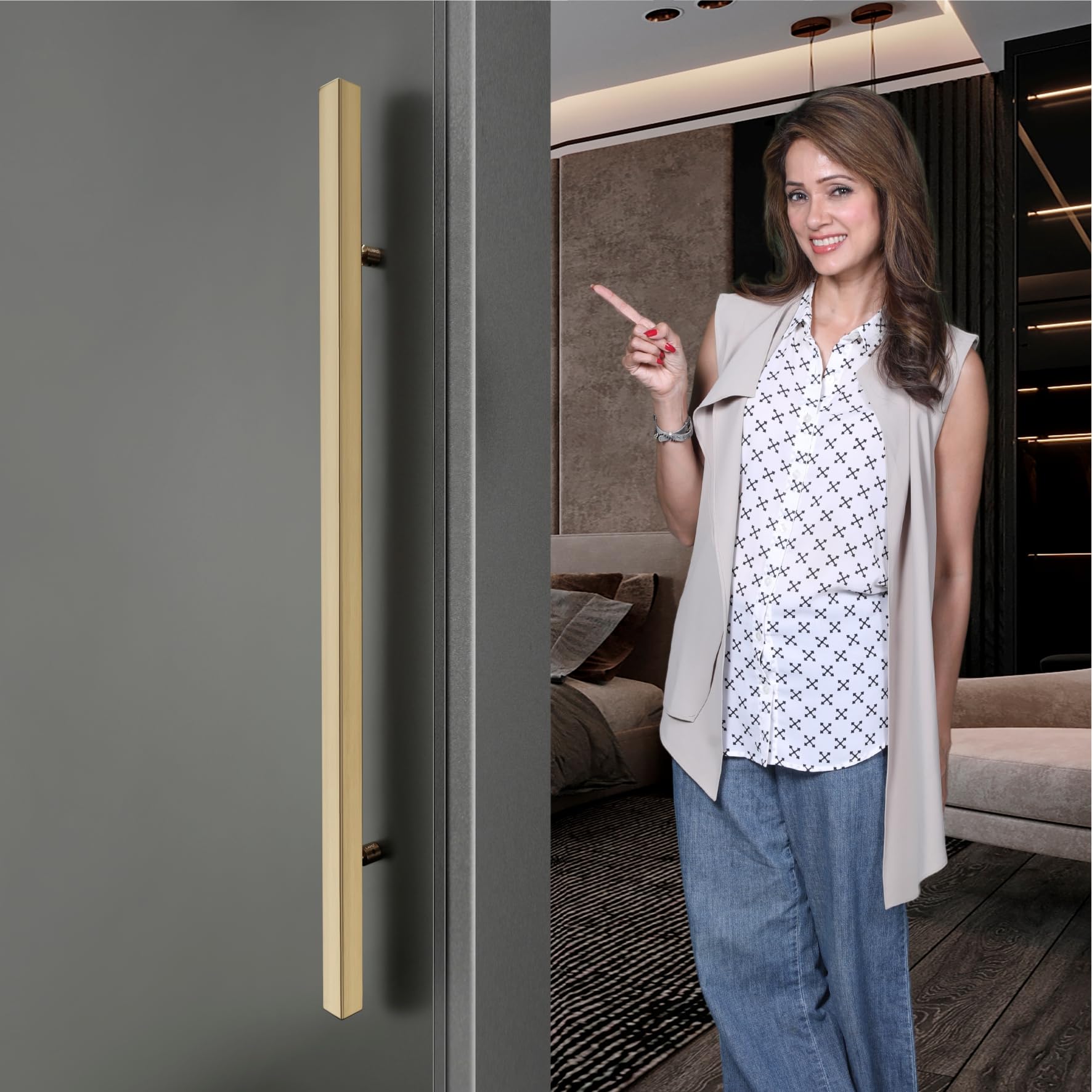 LAPO Pull Handle for Main Door and Office, 36 Inch Stainless Steel Bar for Home & Hotel Entrance, Fits with 30โ100mm Door, Well-Suited for Wooden & Glass Door, Gold Finish, 3 Year Warranty 1