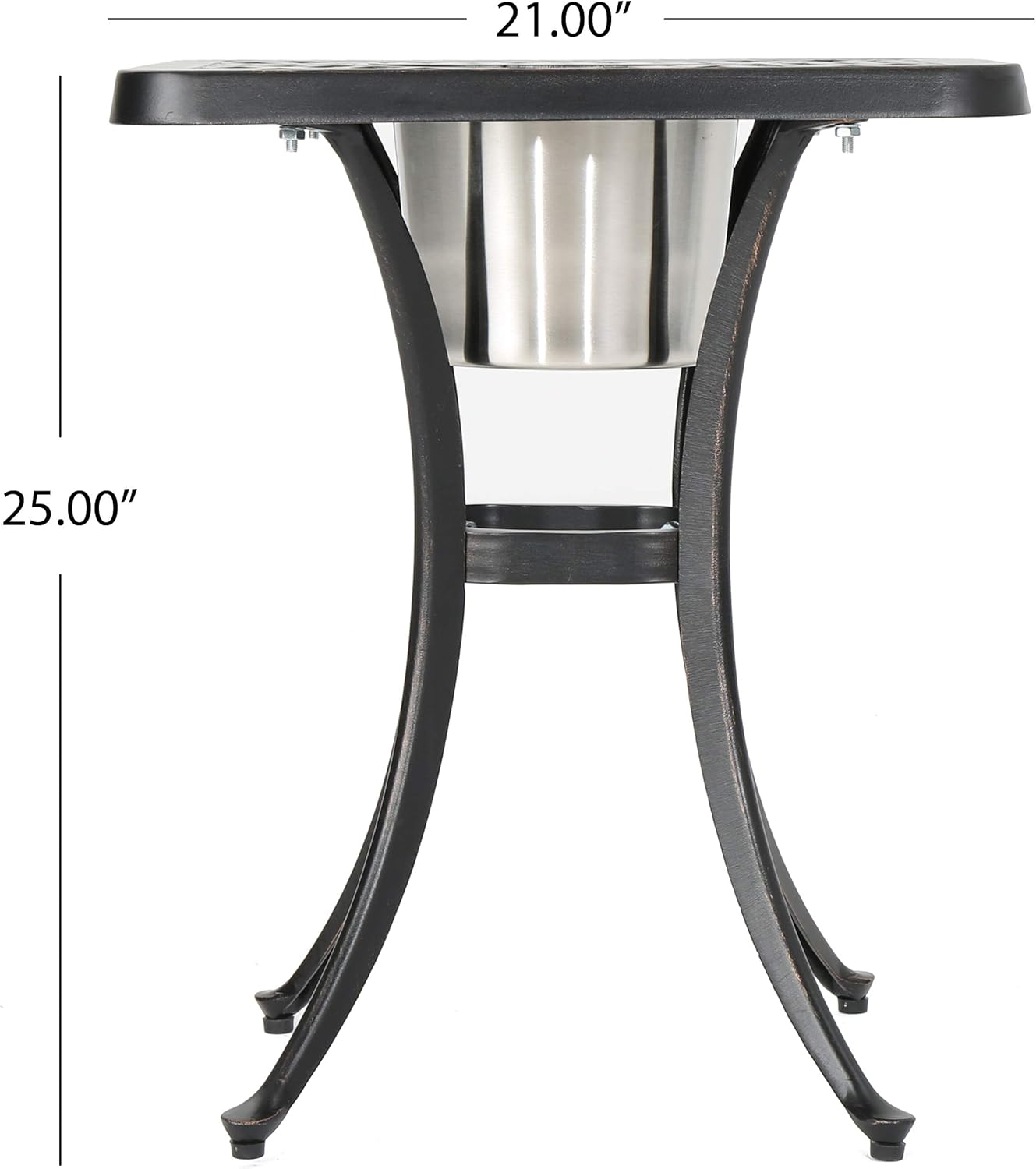 Christopher Knight Home Ava Outdoor Cast Aluminum Chat Table with Ice Bucket, Shiny Copper Finish : Patio, Lawn & Garden