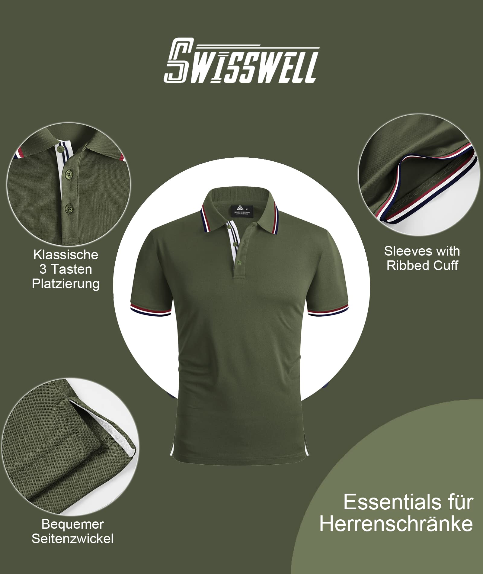 SwissWell Polo Uomo Manica Corta Asciugatura Rapida Traspirante Golf T-Shirt Tennis Polo Shirt Estiva per Uomo Sportiva Magliette