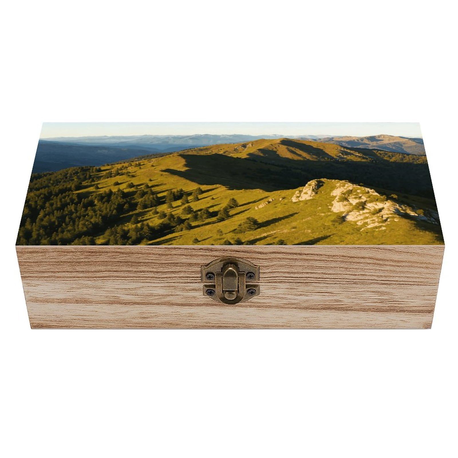 LZQPOEAS Mountains Wooden Keepsake Box Wooden Storage Box Container with Hinged Lid Beautiful Wood Memory Box Decorative Jewelry Case for Crafts Art Hobbies & Trinket Storage