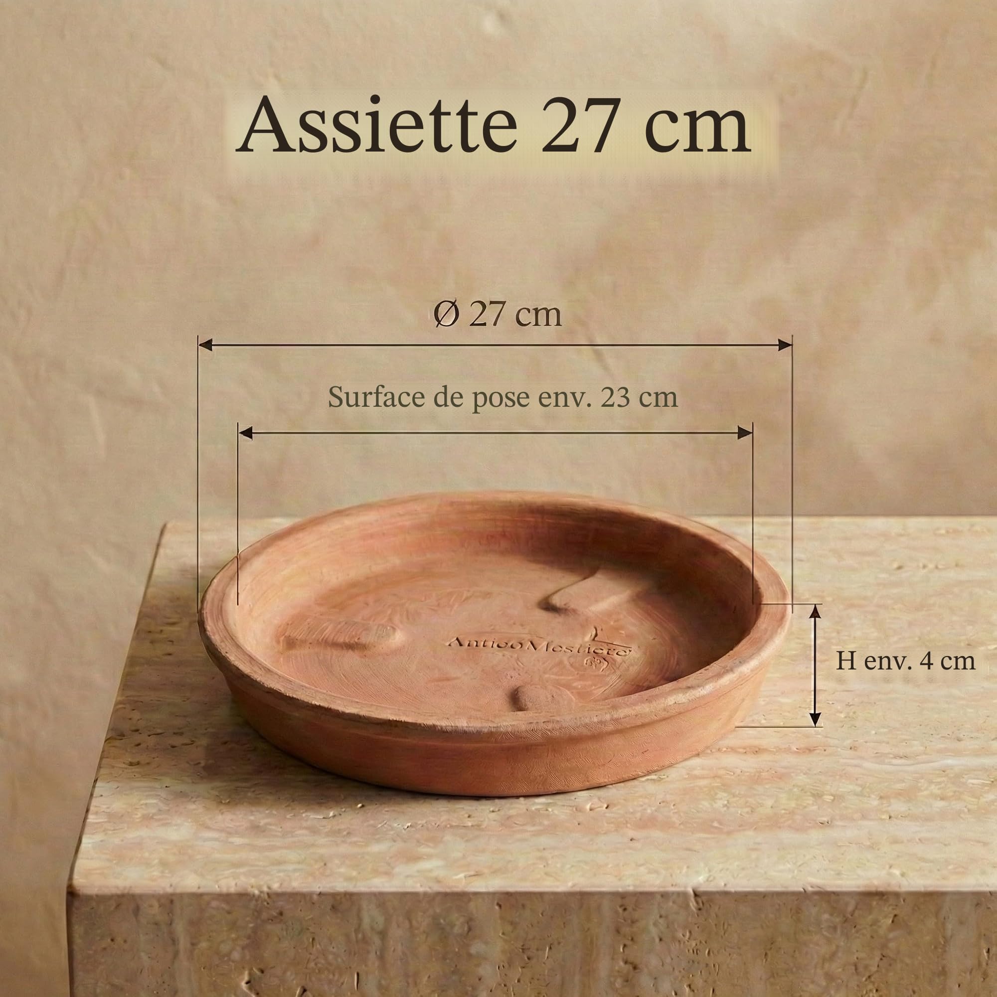 Pot de Fleurs en Terre Cuite | 25 cm | Motif Citron | Fabriqué en Italie | avec Soucoupe | Jardin | Maison | Décoration méditerranéenne(30cm)