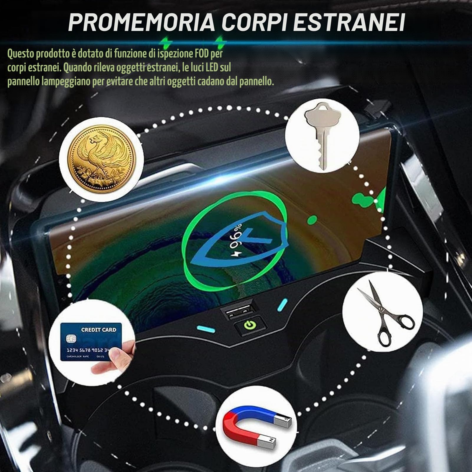 Caricabatteria da Auto Wireless per BMW X1 2020 2021 2022 Pannello Accessori Console Centrale,Caricabatterie per Telefono A Ricarica Rapida Qi da 15 W per Qualsiasi Telefono Abilitato Qi