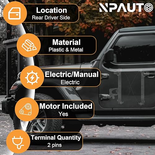 Miniatura 2 de Elevalunas eléctrico trasero del lado del conductor con motor de repuesto para Chevy Silverado Suburban 1500 2500 GMC Sierra Yukon Cadillac Escalade