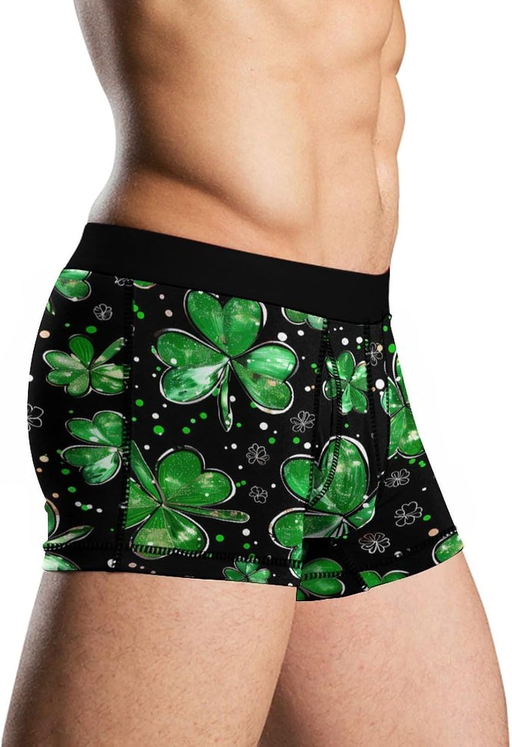 Green Ireland Shamrock St Patricks Day Mens Boxer Briefs Breathable Underwear Trunks Short Pants