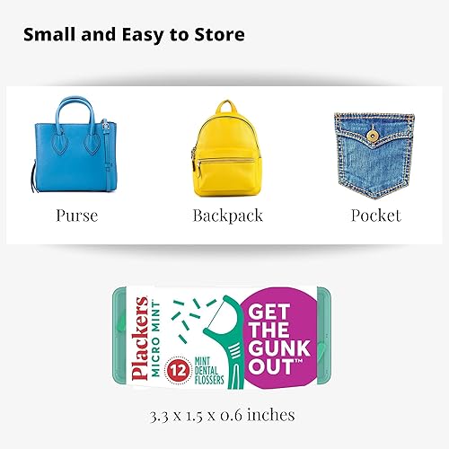 Miniatura 4 de Plackers Hilo dental Micro 12 con estuche de viaje, menta, paquete de 2