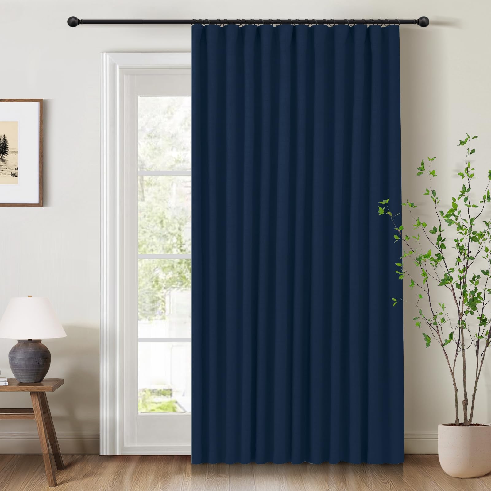 INOVADAY Linen Textured 100% Blackout Sliding Door Curtains 102x84