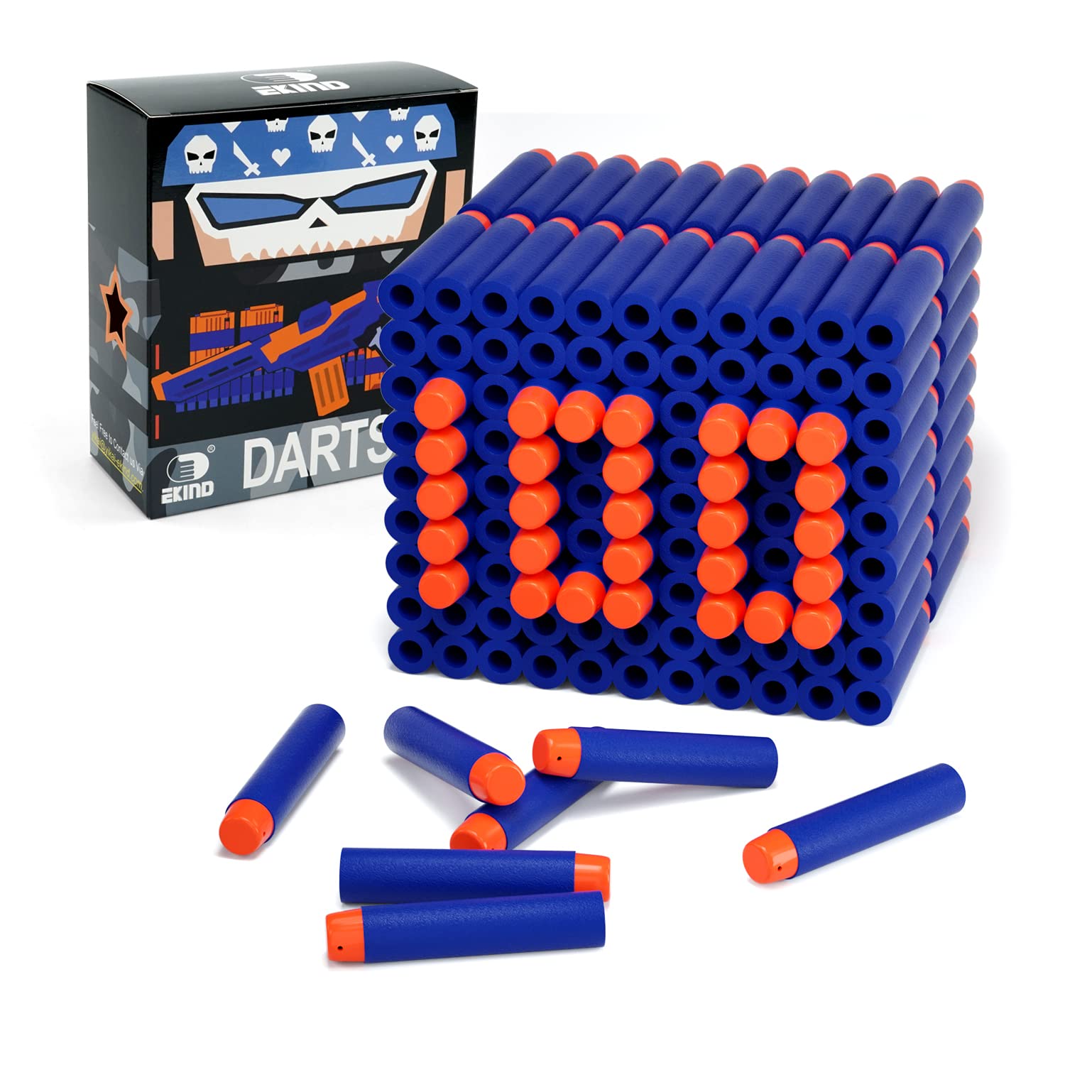 EKIND 100 Pcs 7.2cm Refill Bullet Foam Darts Compatible for Nerf Elite Series Blasters Kid Toy Gun (Blue)
