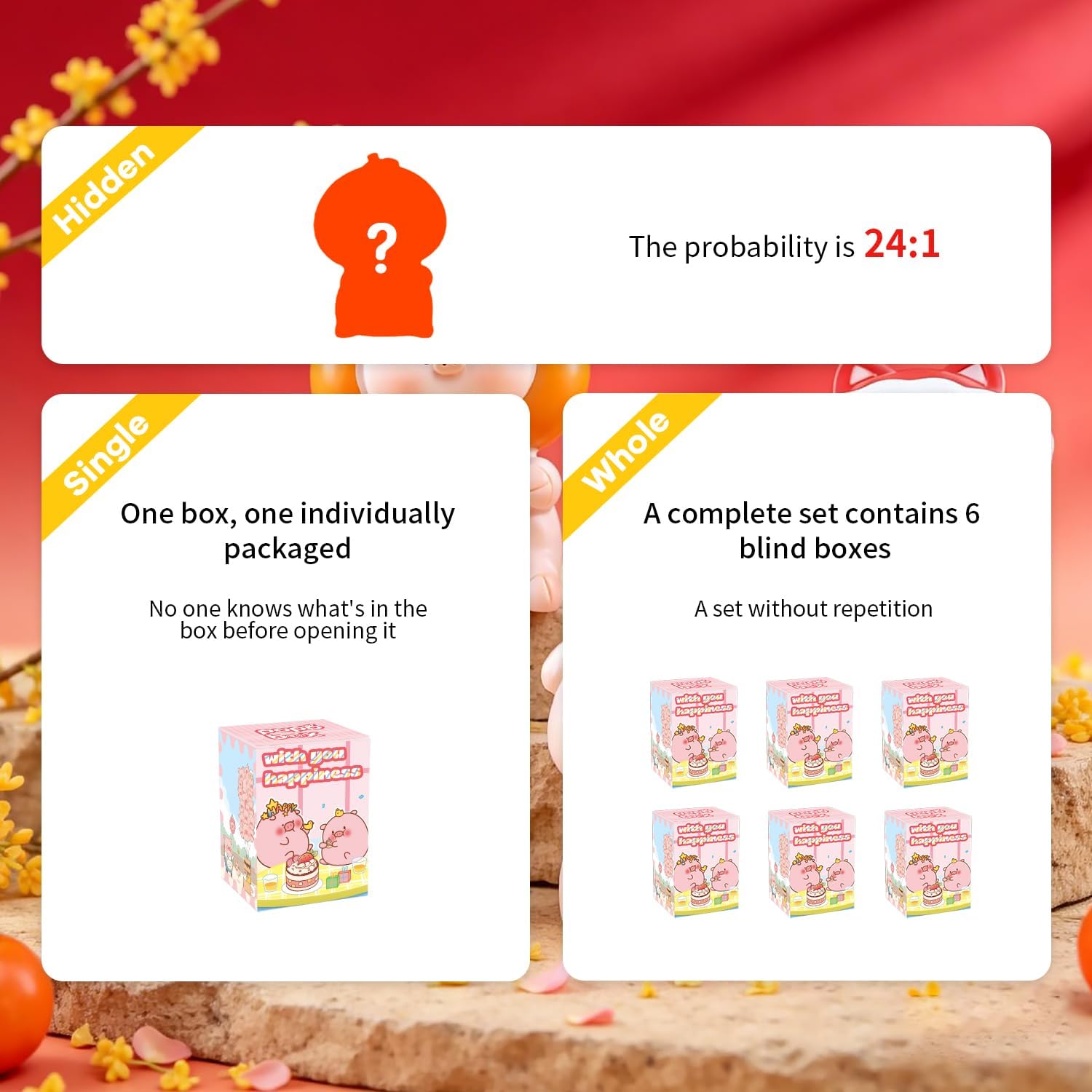 Goog Luck Pig Series Blind Box Figures, Random Design Action Figures Collectible Toys for Birthday Gift, Home Decorations, Single Box