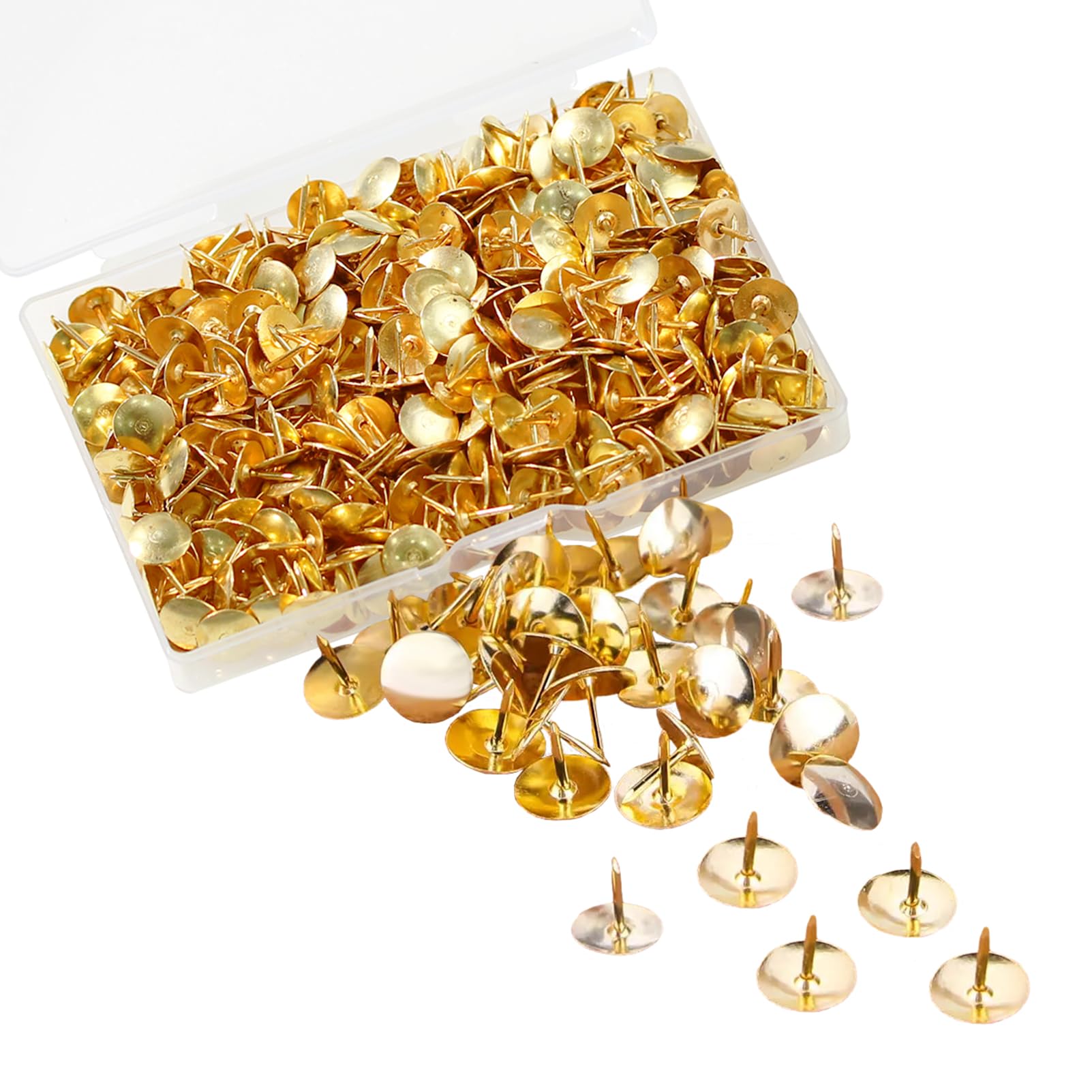 Betterjonny 500 Pieces Of Gold 500Pcs Drawing Pins, 9.5Mm Gold Push Pins Iron Thumb Tacks Head Nail Pin Doornail For Office Or Diy