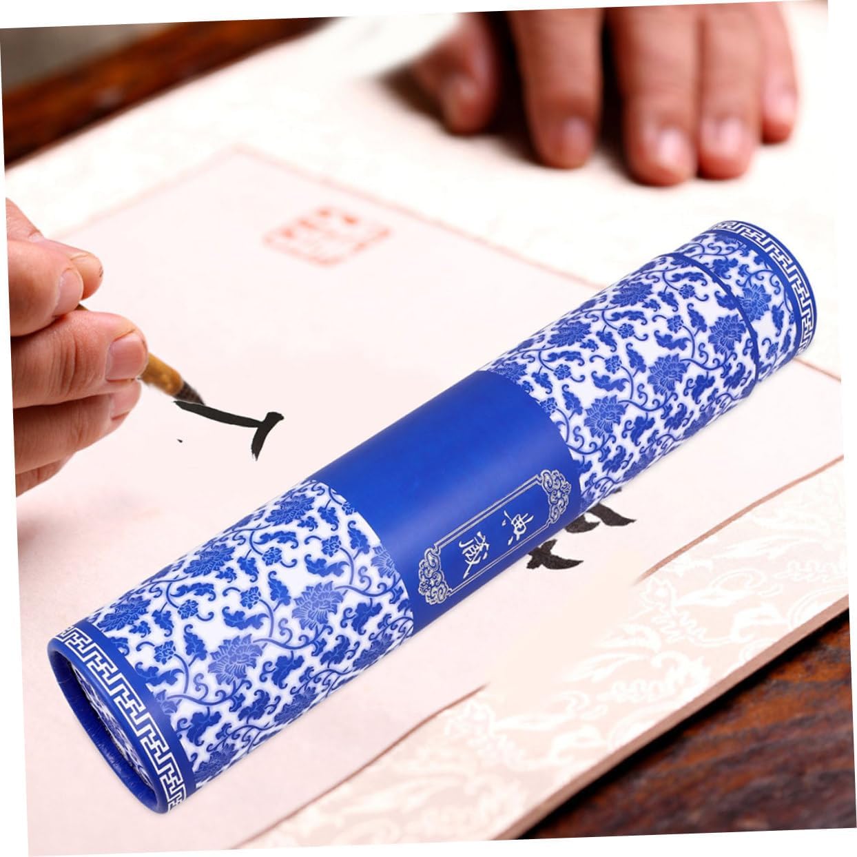 HOMSFOU 2pcs Adjustable Telescoping Poster Tube for Safe Document Storage and Transport and Porcelain Design for Artwork Drawings and Calligraphy Preservation