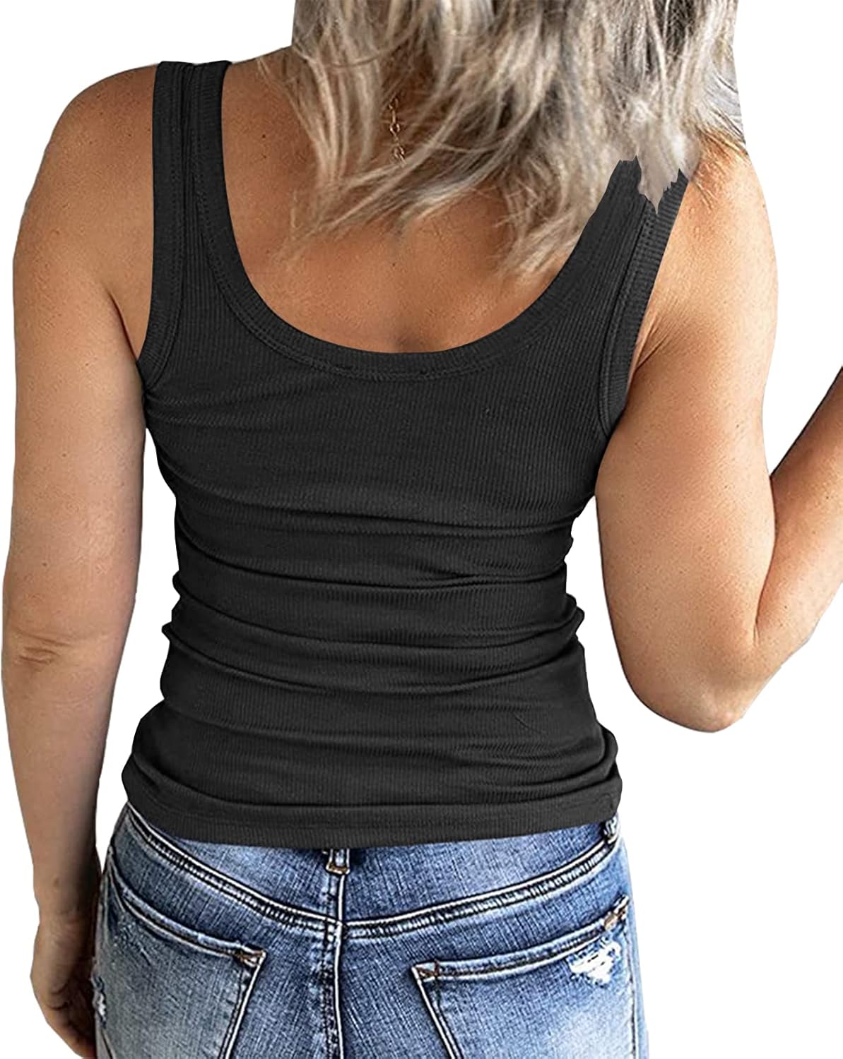 GEMBERA Women's Sleeveless Scoop Neck Ribbed Tank Tops Fitted Basic Cami Tee Shirts - Image 2