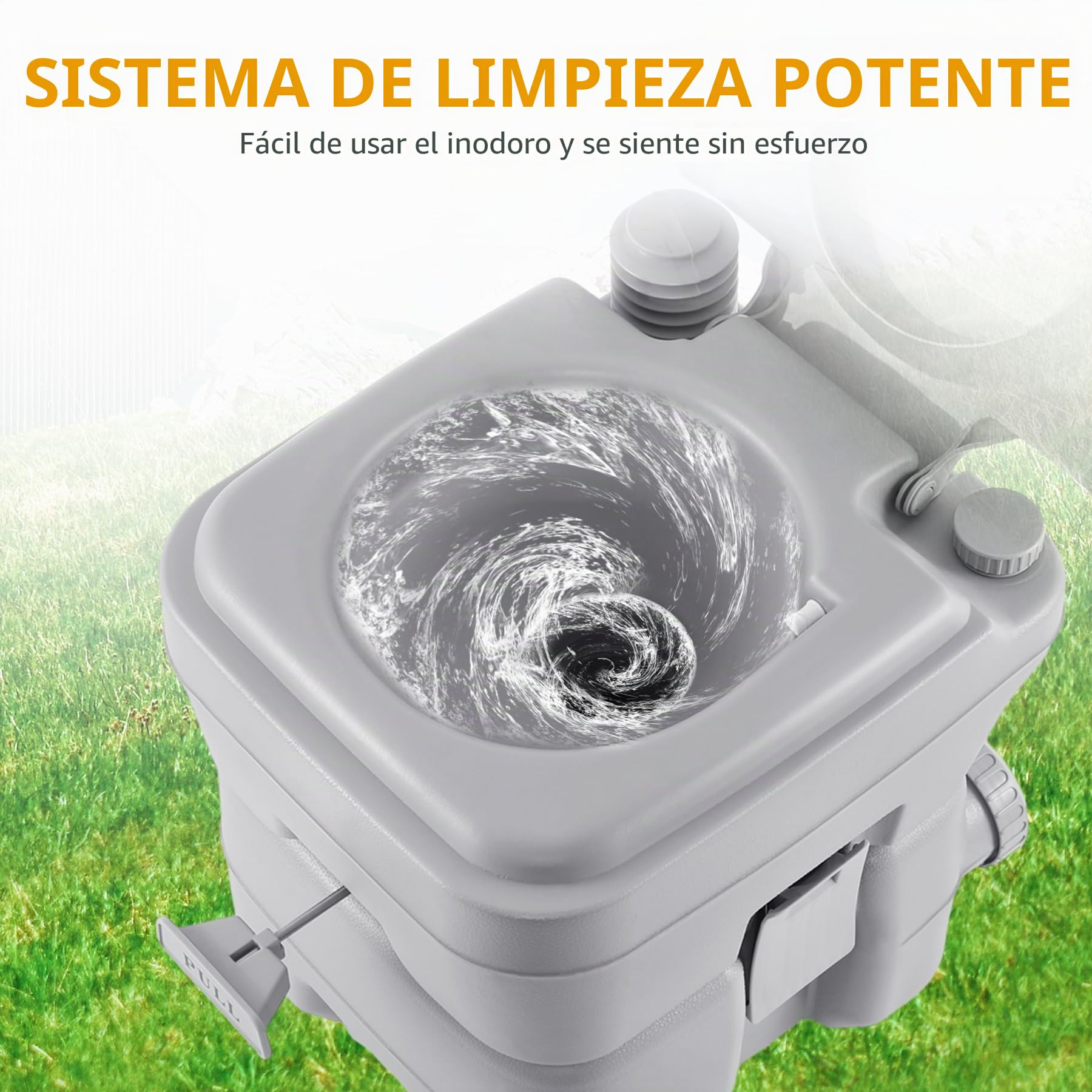 Samger 20L Inodoro Portatil, Químico Baño WC con Tapa de Inodoro, Desmontable Inodoro, Extraíble Químico Carga Máxima de 130kg para Autocaravana Camping RV
