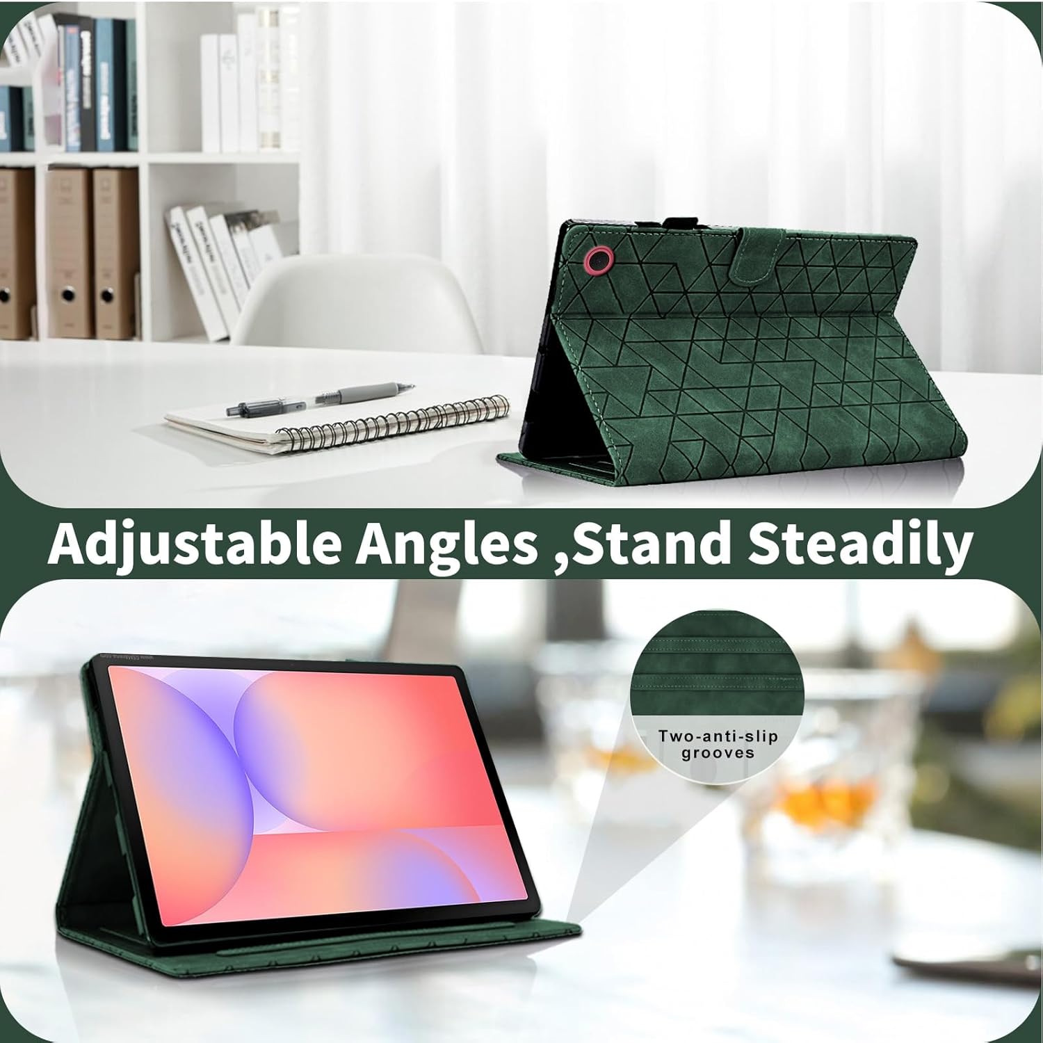 Case for Samsung Galaxy Tab S10 Lite/S10 FE/S9 FE 10.9 Inch/S9 11 inch - Multi-Angle Viewing PU Leather Folio Case with Magnetic Clasp, Auto Wake/Sleep Smart Tablet Cover, Green