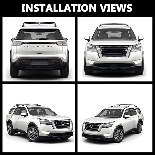 Miniatura 6 de RAXUSA Barras transversales para portaequipajes Nissa-n Pathfinder 2022 con rieles de techo elevados de fábrica, caja de carga, portaesquís, kayak,