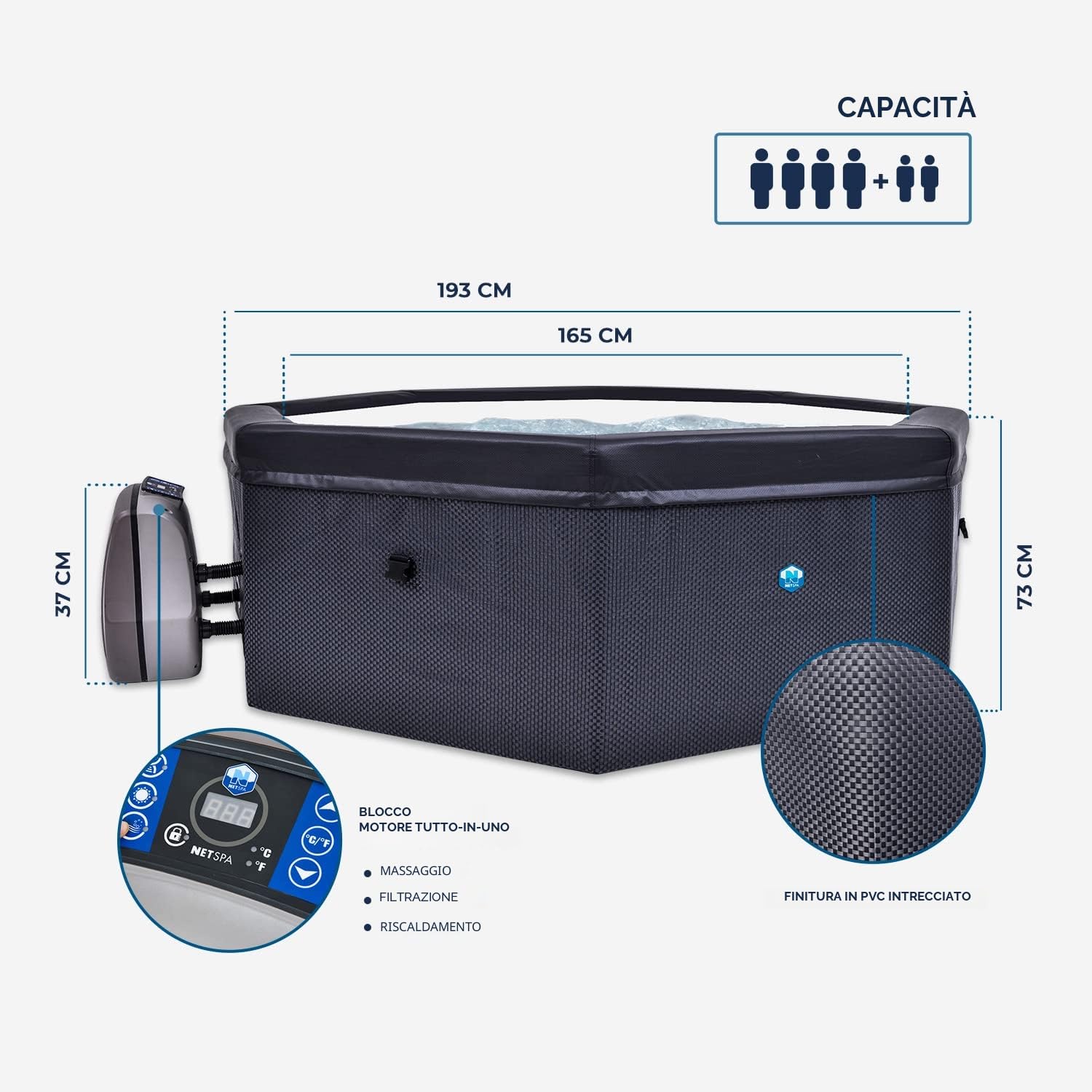 NETSPA SP-OCT165/MOB2 NetSpa Octopus Semi Rigida + Arredamento, 4-6 Posti