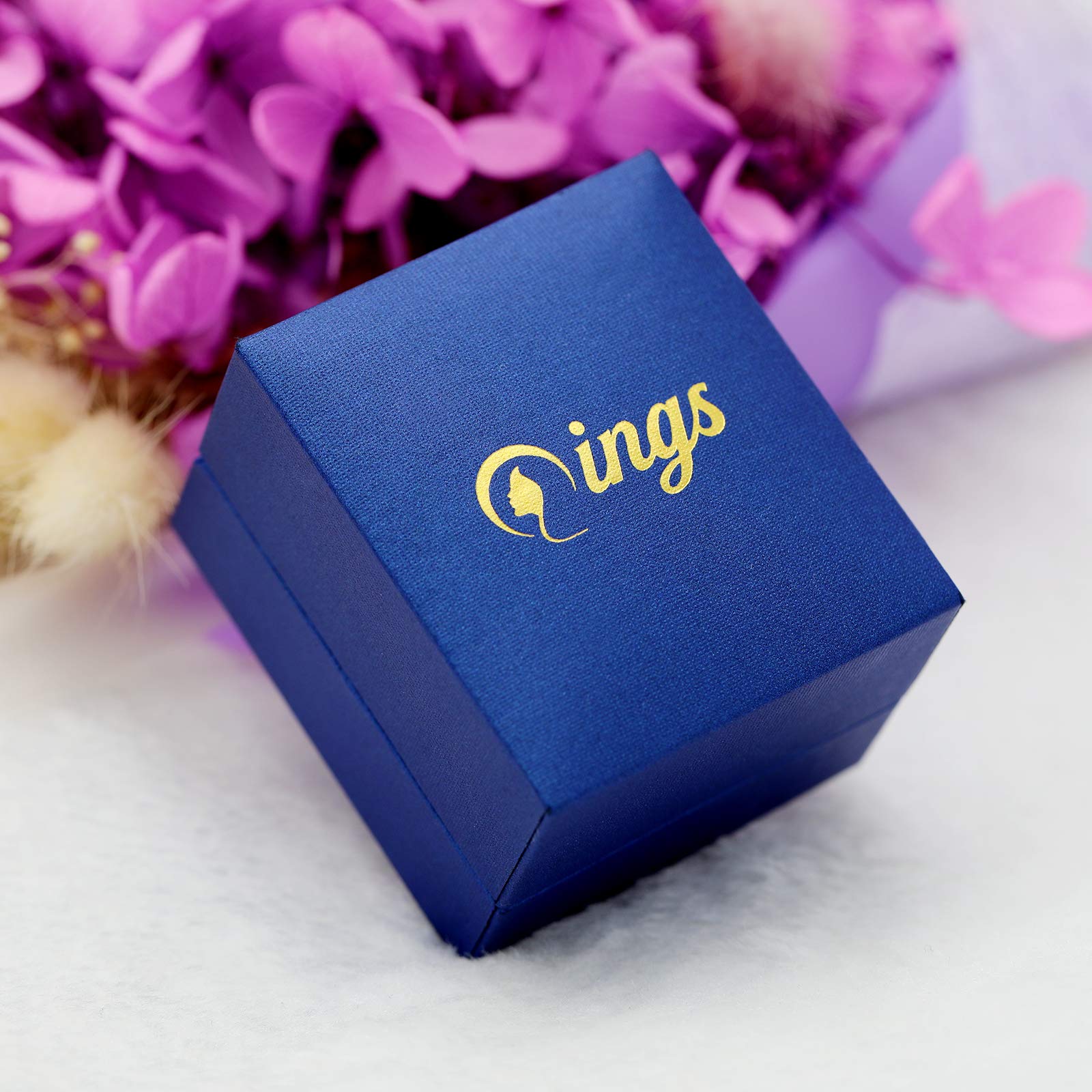 Qings Anillo abierto de plata de ley 925 con diseño de ratón, bonitos anillos ajustables con incrustaciones de circonita cúbica negra para mujeres, adolescentes, niñas, regalo de cumpleaños